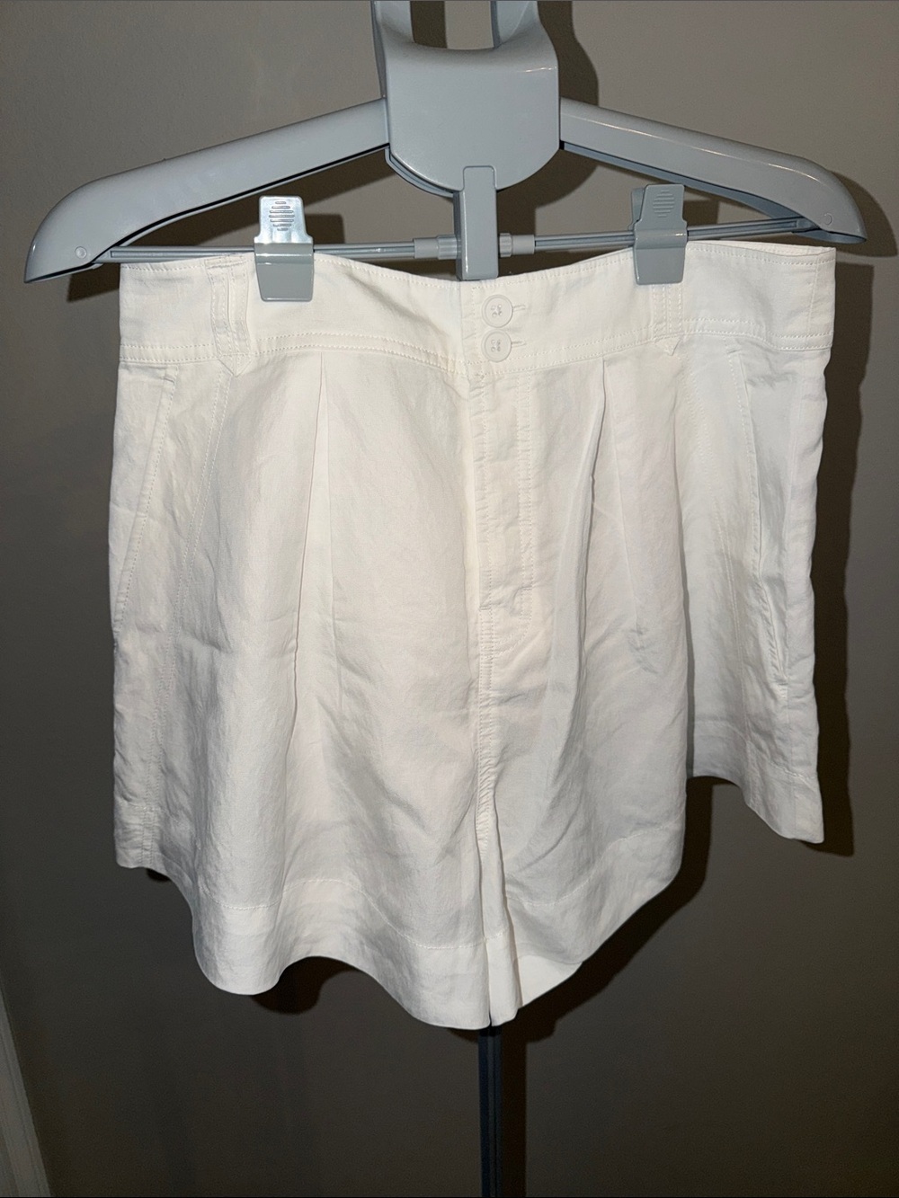 Free People Flirty Off-White High-Waist pleated Button Shorts
